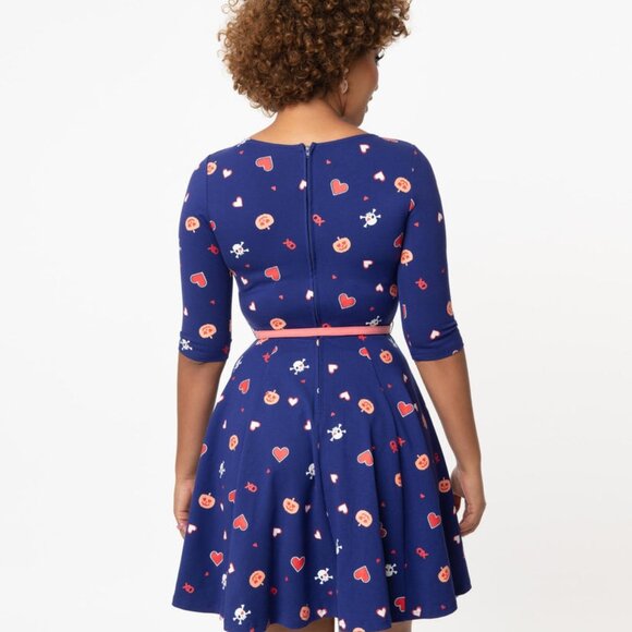 Spooky Hearts Valentine Fit & Flare Retro Stephanie Dress by Unique Vintage - Picture 2 of 5